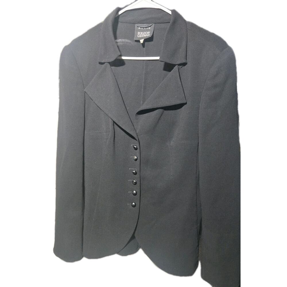 Akris Bergdorf Goodman Black Button Wool Blend Blazer Women’s Size US 10
